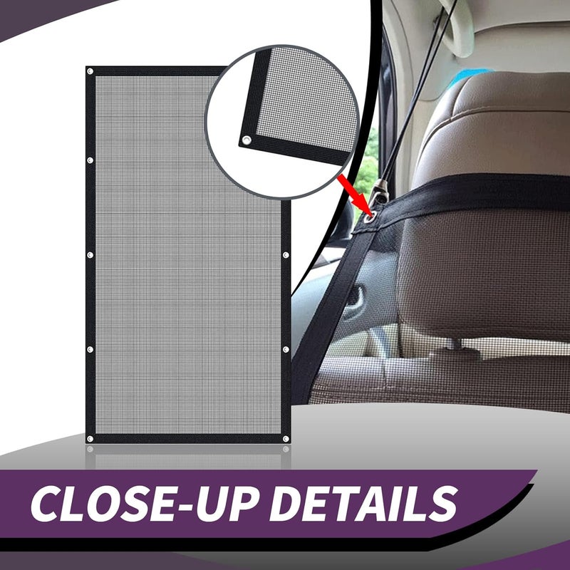 Flygun Black Fence, Pet Barrier Backseat Mesh, Car Divider Net, Dog Guardrail, SUV Pickup Small Car (45.2In x 24.4In) - Image 3